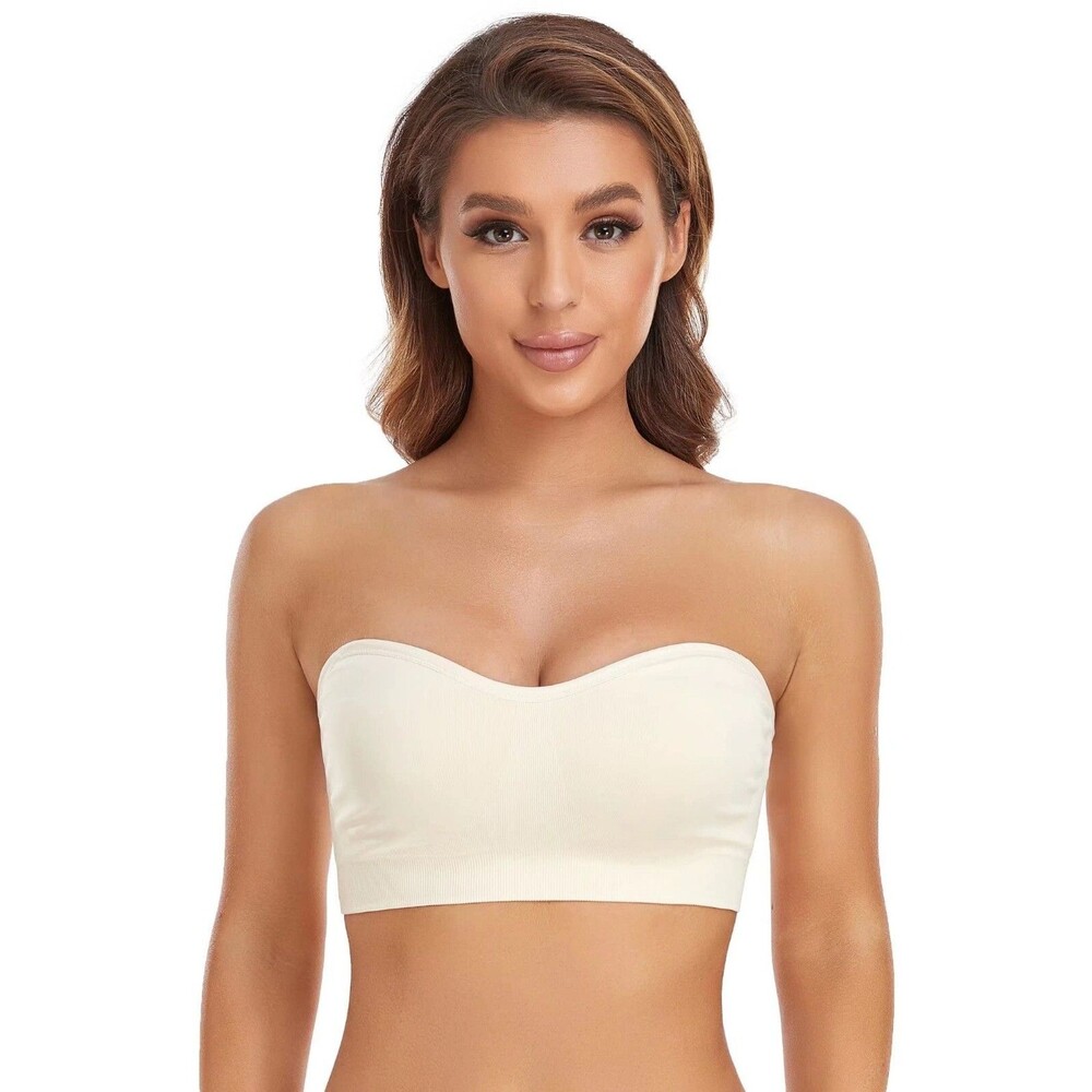 Strapless Bra for Women Non-Slip Silicone Padded Bra Wireless Tube Top XL